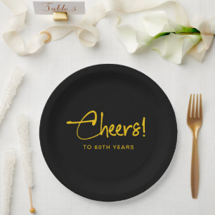 Geburtstagsparty Minimalistisch Black and Gold Adu Pappteller
