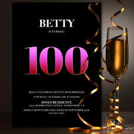 Geburtstagsparty Minimalistisch Black and Pink Einladung