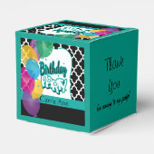 Geburtstagsparty mit Balloons Aquamarin Geschenkschachtel (Rückseite)