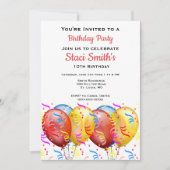 Geburtstagsparty mit Balloons Girl 10 Einladung (Vorderseite)