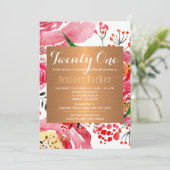 Geburtstagsparty mit Blumenmotiv Einladung (Stehend Vorderseite)