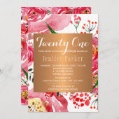 Geburtstagsparty mit Blumenmotiv Einladung (Vorne/Hinten)