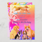 Geburtstagsparty MIT DOGGY FREUNDEN Einladung (Vorne/Hinten)