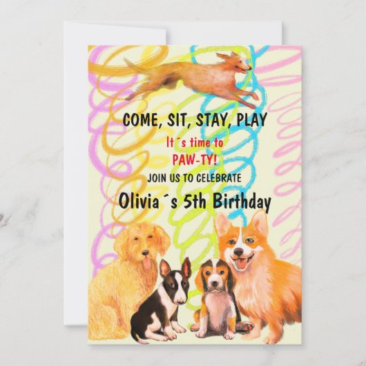 Geburtstagsparty MIT DOGGY FREUNDEN Einladung (Vorderseite)