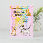 Geburtstagsparty MIT DOGGY FREUNDEN Einladung (Stehend Vorderseite)