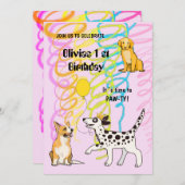 Geburtstagsparty MIT DOGGY FREUNDEN Einladung (Vorne/Hinten)