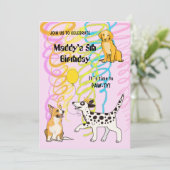 Geburtstagsparty MIT DOGGY FRIENDS Einladung (Stehend Vorderseite)