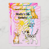 Geburtstagsparty MIT DOGGY FRIENDS Einladung (Vorne/Hinten)