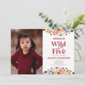 Geburtstagsparty mit fünf Wildblumen Einladung (Stehend Vorderseite)