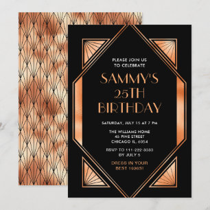 Geburtstagsparty mit Gold und Black Art Deco Einladung