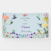 Geburtstagsparty mit Hummingvögeln und Blumengarte Banner (Horizontal)