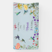 Geburtstagsparty mit Hummingvögeln und Blumengarte Banner (Vertikal)