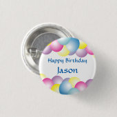 Geburtstagsparty mit mehrfarbigen Ballons Button (Vorne & Hinten)