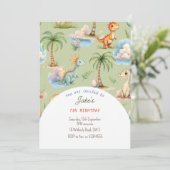 Geburtstagsparty mit niedlichen Dinosauriern Einladung (Stehend Vorderseite)