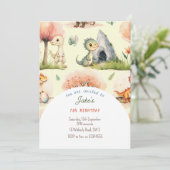 Geburtstagsparty mit niedlichen Dinosauriern Einladung (Stehend Vorderseite)