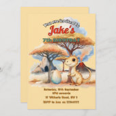 Geburtstagsparty mit niedlichen Dinosauriern Einladung (Vorne/Hinten)