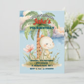 Geburtstagsparty mit niedlichen Dinosauriern Einladung (Stehend Vorderseite)