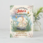 Geburtstagsparty mit niedlichen Dinosauriern Einladung (Stehend Vorderseite)