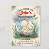 Geburtstagsparty mit niedlichen Dinosauriern Einladung (Vorne/Hinten)