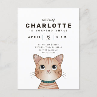 Geburtstagsparty mit niedlicher Katze Postkarte