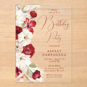 Geburtstagsparty mit Rot und Weiß Acryleinladungen (Vorderseite)