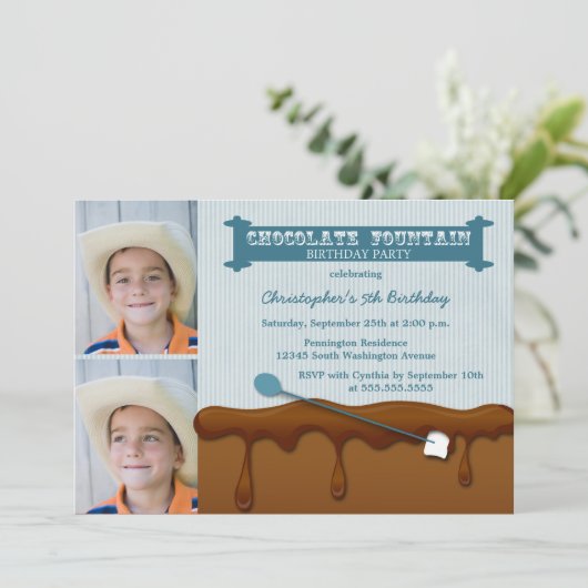 Geburtstagsparty mit Schokolade Einladung (Stehend Vorderseite)