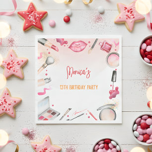 Geburtstagsparty mit Schönheit und Make-up-Wellnes Serviette