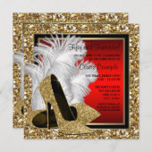 Geburtstagsparty mit schwarzen, roten und goldenen einladung (Vorne/Hinten)