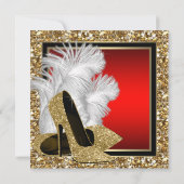 Geburtstagsparty mit schwarzen, roten und goldenen einladung (Rückseite)