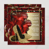 Geburtstagsparty mit schwarzen und roten und golde einladung (Vorne/Hinten)