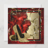 Geburtstagsparty mit schwarzen und roten und golde einladung (Rückseite)