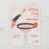 Geburtstagsparty mit Vintagem Champagner Einladung (Vorne/Hinten)