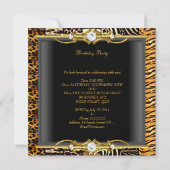 Geburtstagsparty Mixed Animal Prints Gold Black Einladung (Rückseite)