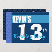 Geburtstagsparty Modern Blue Gerecycelt 2003 Einladung (Vorne/Hinten)