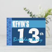 Geburtstagsparty Modern Blue Gerecycelt 202 Einladung (Stehend Vorderseite)