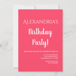 Geburtstagsparty Moderne rosa Typografie Einladung