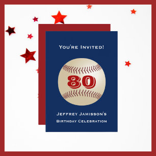 Geburtstagsparty, Name, Baseball Blau und Rot Einladung