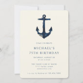 Geburtstagsparty Navy Blue Nautical Anchor Einladung (Vorderseite)