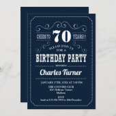 Geburtstagsparty - Navy White Einladung (Vorne/Hinten)
