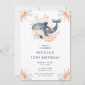 Geburtstagsparty niedlich Floral Whale Einladung (Vorderseite)