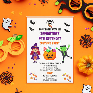 Geburtstagsparty niedlich Halloween Costume Einladung