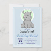 Geburtstagsparty Niedlich Kleine Hippo-Einladungen Einladung (Vorderseite)