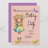 Geburtstagsparty niedliche Feeneinladung Einladung (Vorne/Hinten)