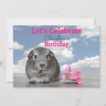 Geburtstagsparty Niedliche Guinea Pig Pink Blume