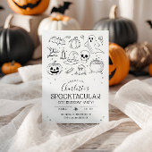 Geburtstagsparty niedliche Hand Zeichnen Halloween Einladung