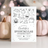 Geburtstagsparty niedliche Hand Zeichnen Halloween Einladung