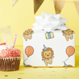 Geburtstagsparty - Niedliche Löwe für Kinder Gebur Geschenkpapier