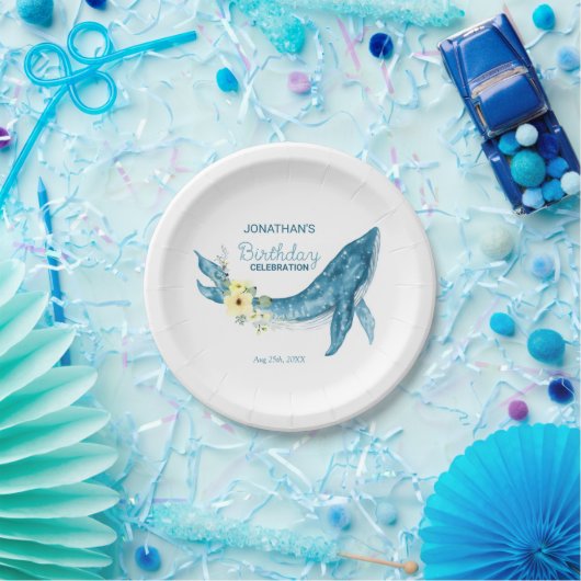 Geburtstagsparty niedlicher Blauwal Pappteller (Party)