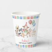 Geburtstagsparty niedlicher Landtiere Pappbecher (Vorderseite)