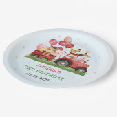 Geburtstagsparty niedlicher Landtiere Pappteller (Schrägansicht)